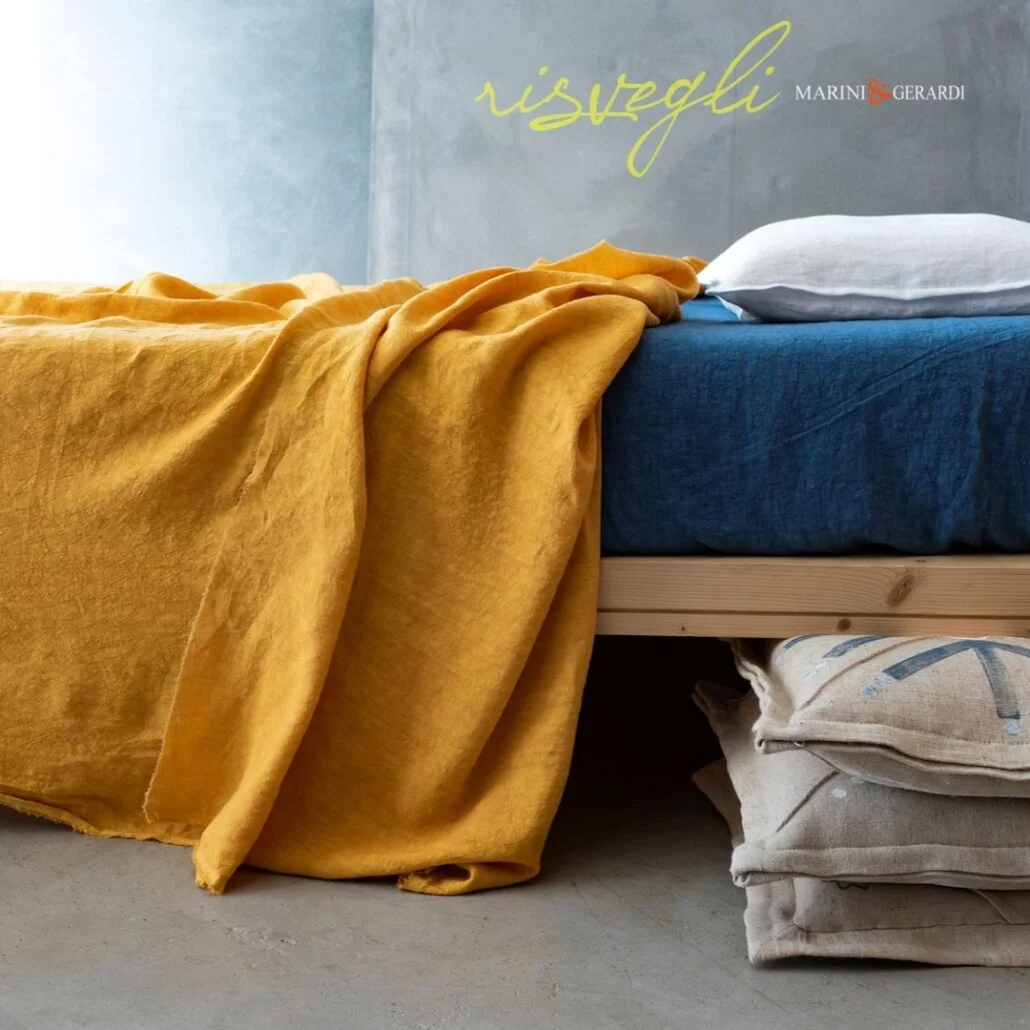 Lenzuola in Lino stropicciato mix and match contaminazioni e contrasti colore - TESSUTI IN LINO PER BIANCHERIA LETTO