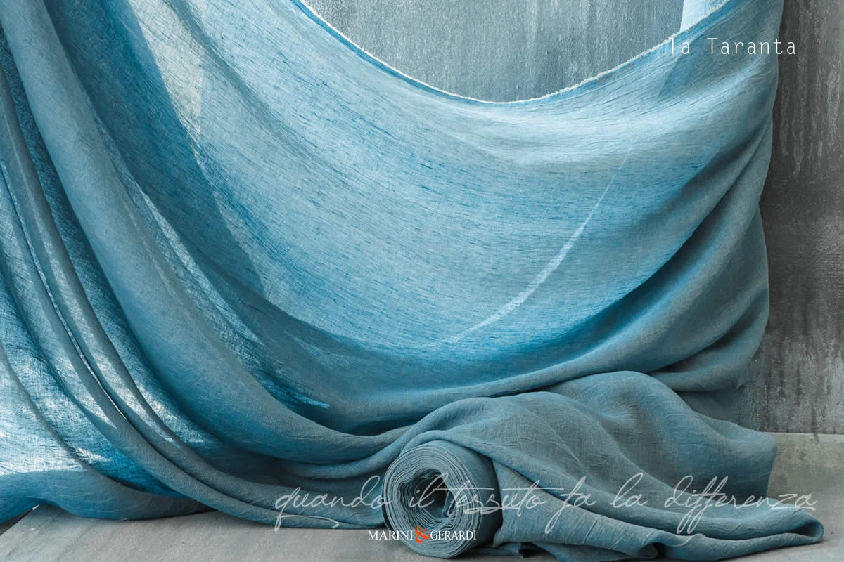 tessuti per tendaggi interni in lino stropicciato azzurro turchese c38