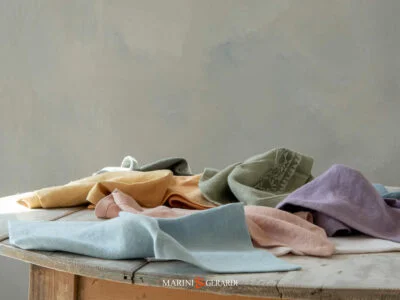 Tessuto lino di qualita italiana mix colori pastello tela cruda